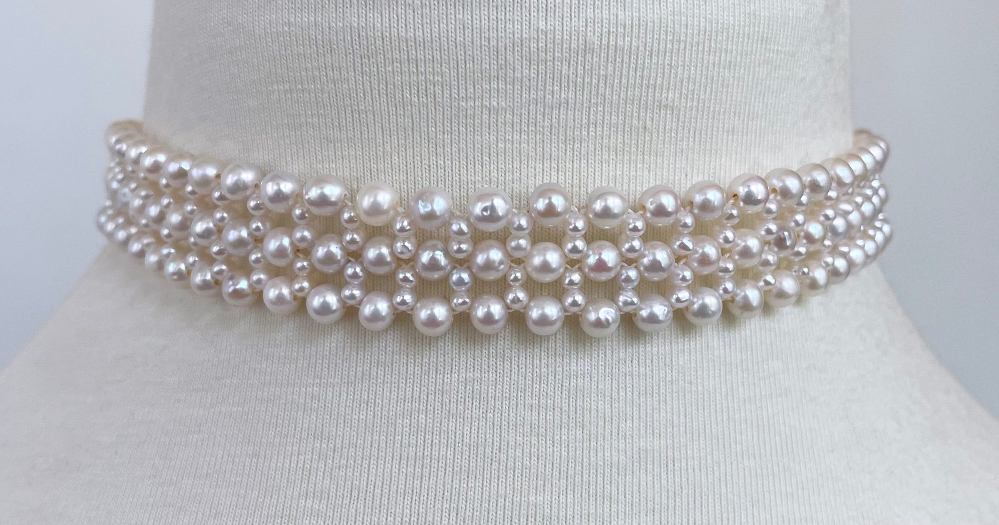 Pearl Lace Woven Choker with Rhodium Plated Silver - Image 6