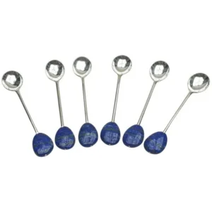 Lapis Lazuli Silver Plated Spoon Set of Six