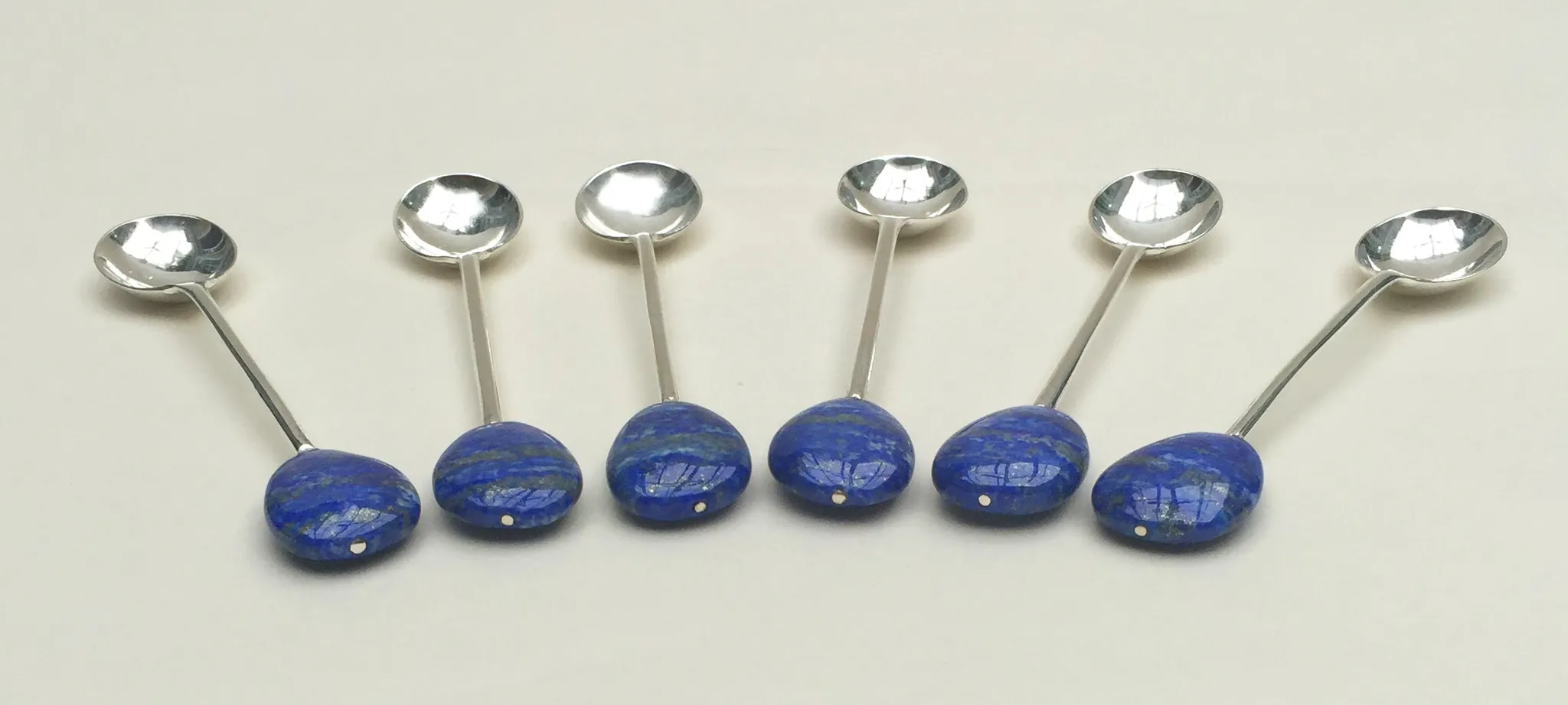 Lapis Lazuli Silver Plated Spoon Set of Six - Image 2