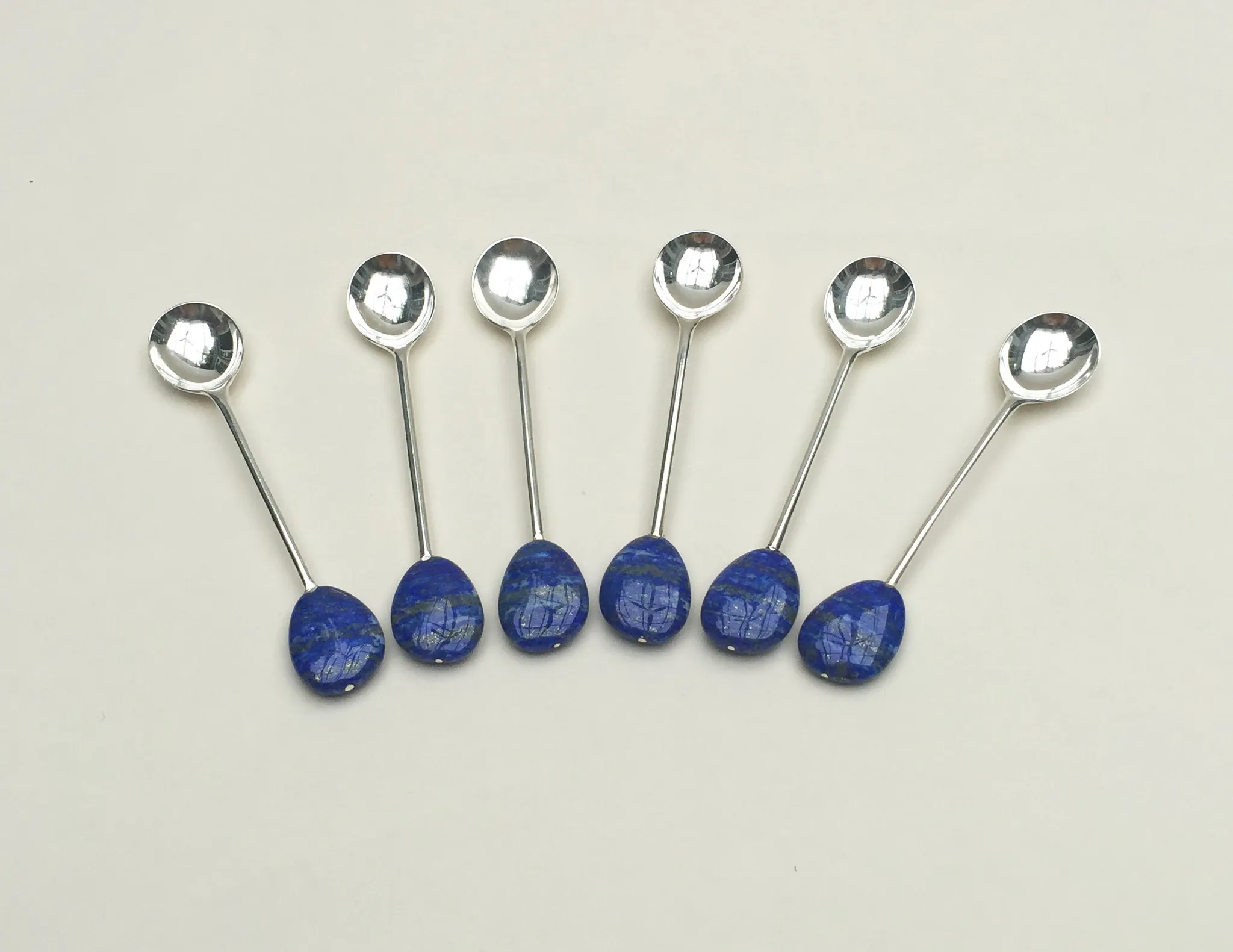Lapis Lazuli Silver Plated Spoon Set of Six - Image 3