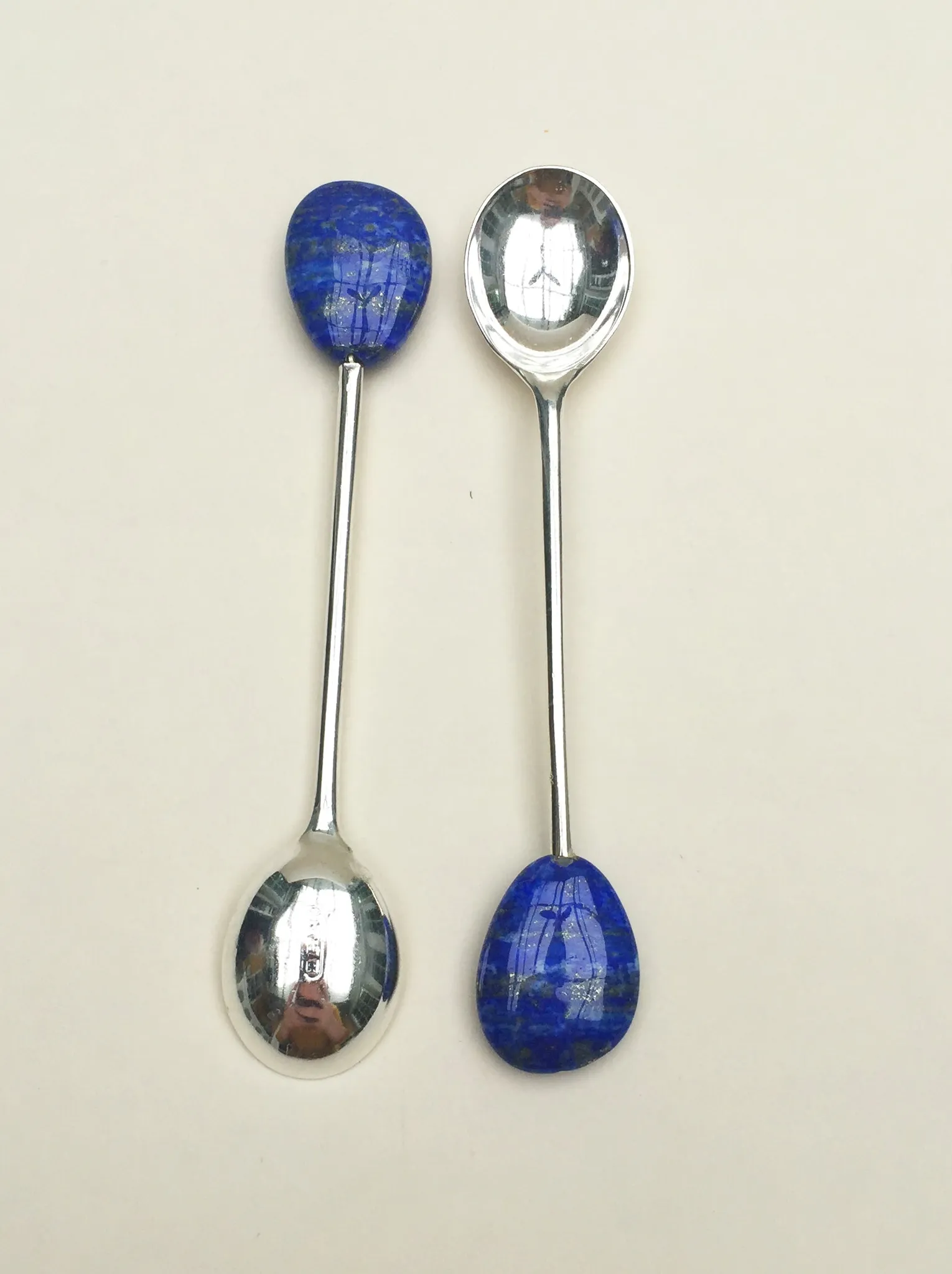 Lapis Lazuli Silver Plated Spoon Set of Six - Image 7