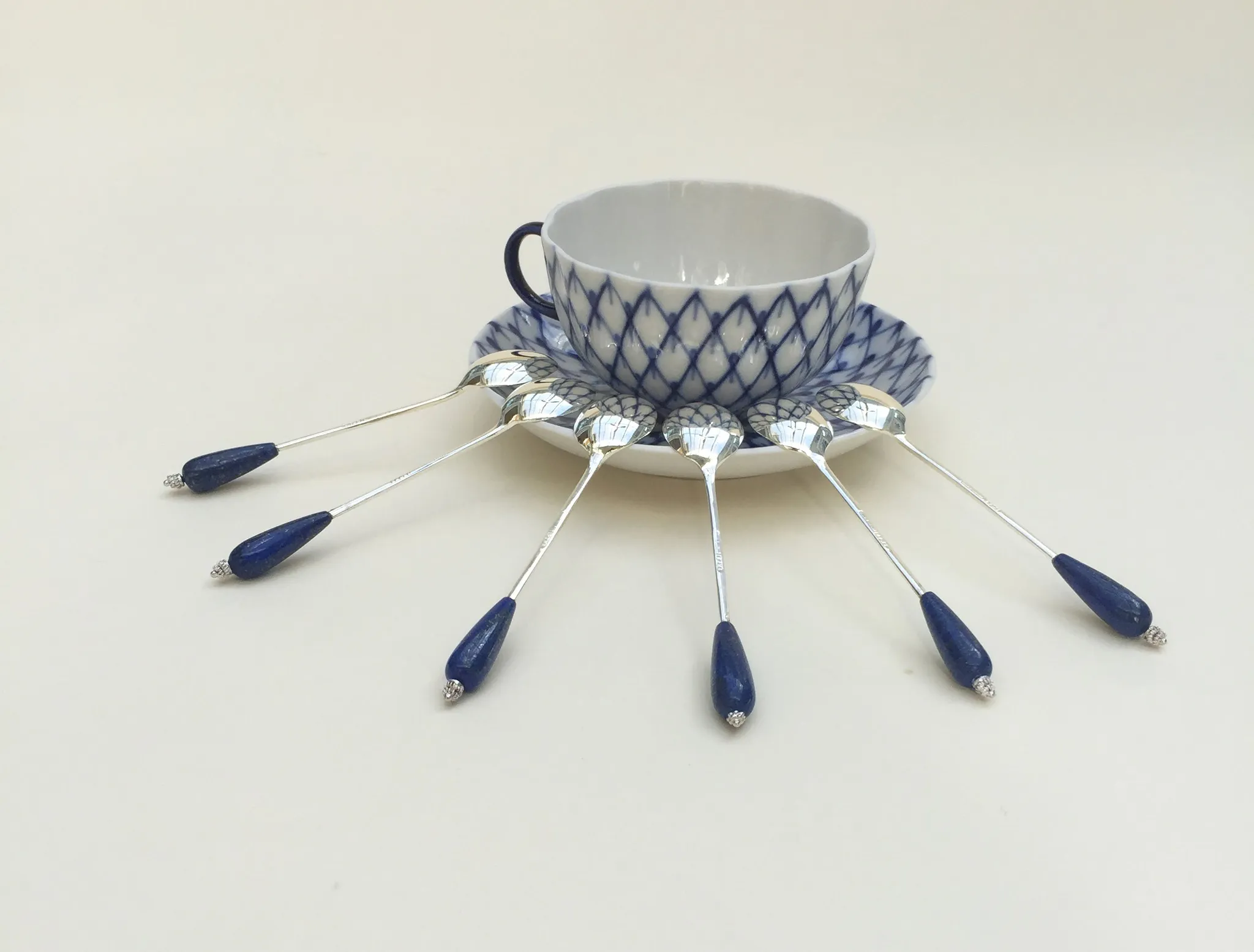 Lapis Lazuli Silver Plated Spoon Set of Six - Image 10