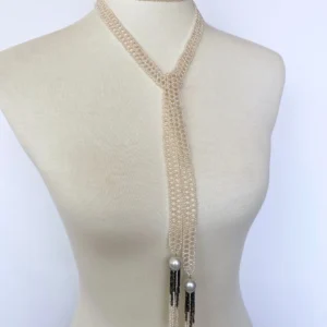 Woven Seed Pearl Sautoir with Black Onyx & 14k Yellow Gold